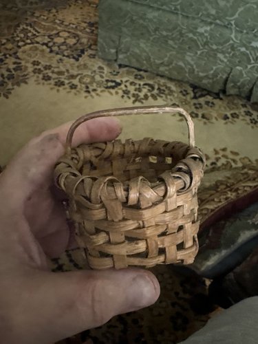 19th century rare miniature splint basket surface