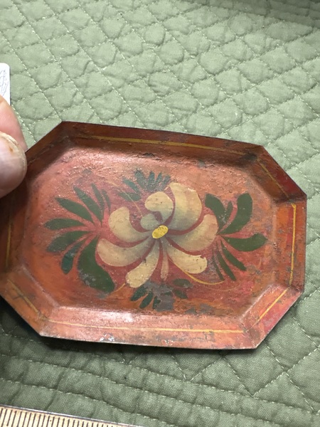 Pa. Rare 19th century red toleware decorated tray