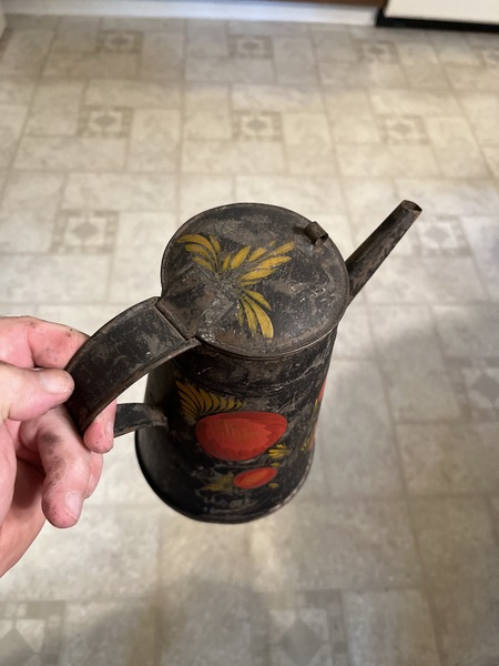 19th century toleware decorated coffee pot 1830’s