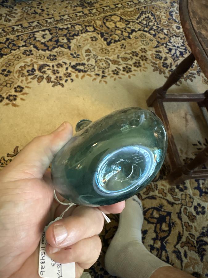 Early 19th century ribbed open pontil glass flask