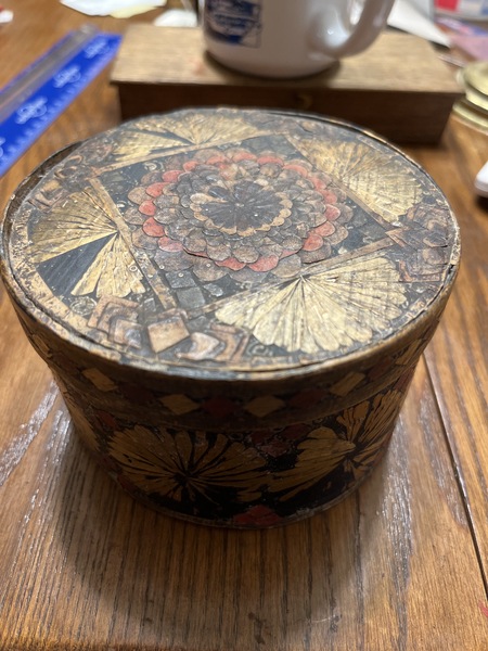 Early 19th century wallpaper covered 4 1/2 in. Box