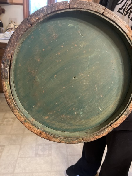 19th century dark original green painted firkin