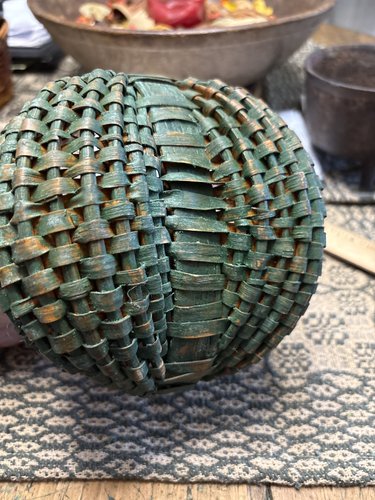 Early 19th c. original painted green va. basket