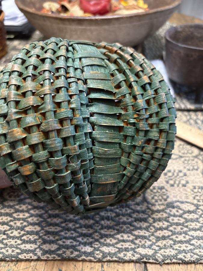 Early 19th c. original painted green va. basket