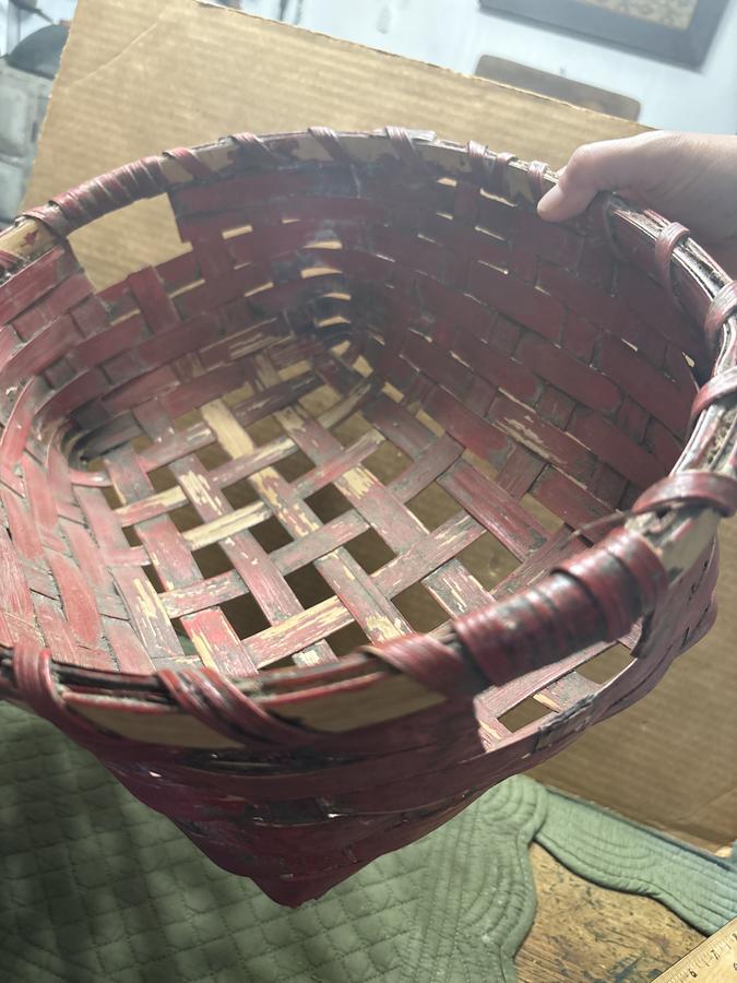 18th century red painted gathering basket