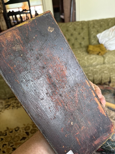 18th original painted dark blue/mustard knife tote