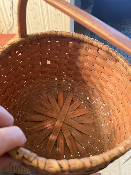 19th century painted salmon super dry color basket