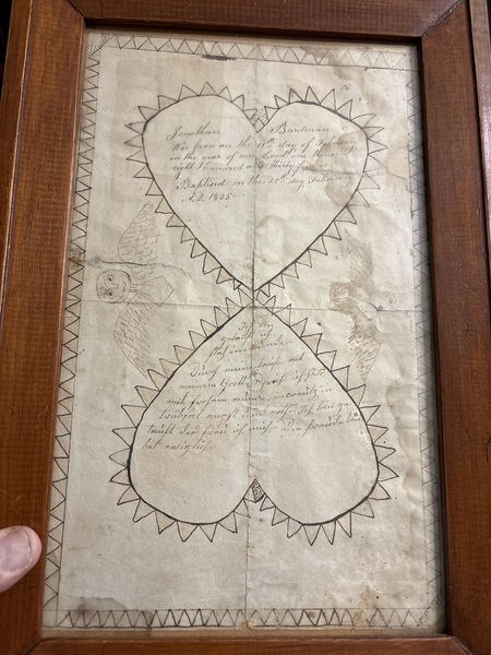 Early 19th century pa. Dated 1835 sweetheart ink