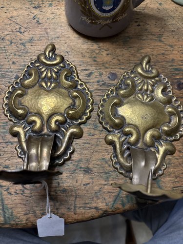 17th early 18th century Dutch brass pricket sticks
