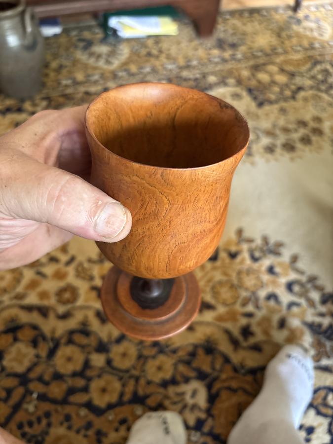 18th century lignuim wood pole turned goblet