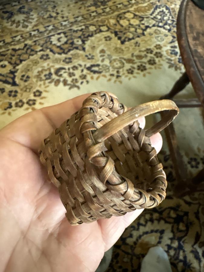 Rare miniature square 2 inch 19th century basket