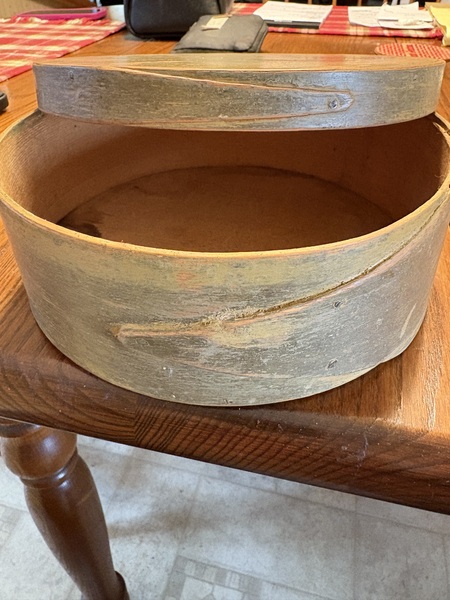 Thick wall early 19th c. painted ochre pantry box