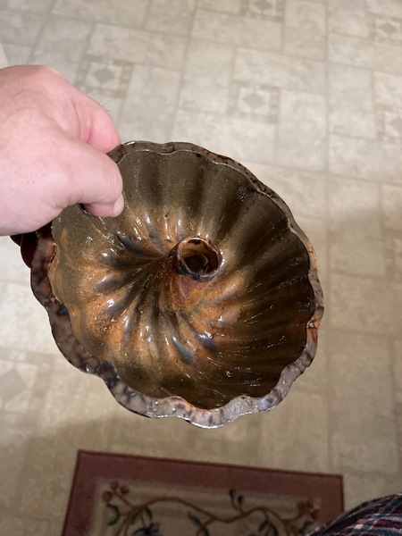 Valley of Va. red-ware cake mold great glaze color