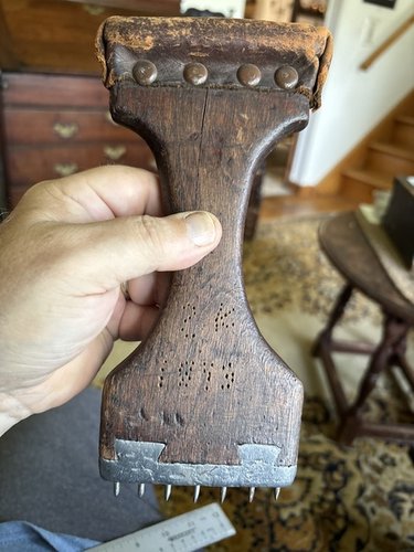 Super early pewter inlay dated 1843 loom tool