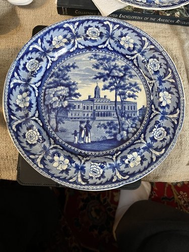 Amer. NYC Hall Historical Blue Dish J&W Ridgeway