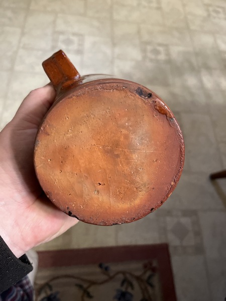 Early 19th century red-ware tavern mug with slip
