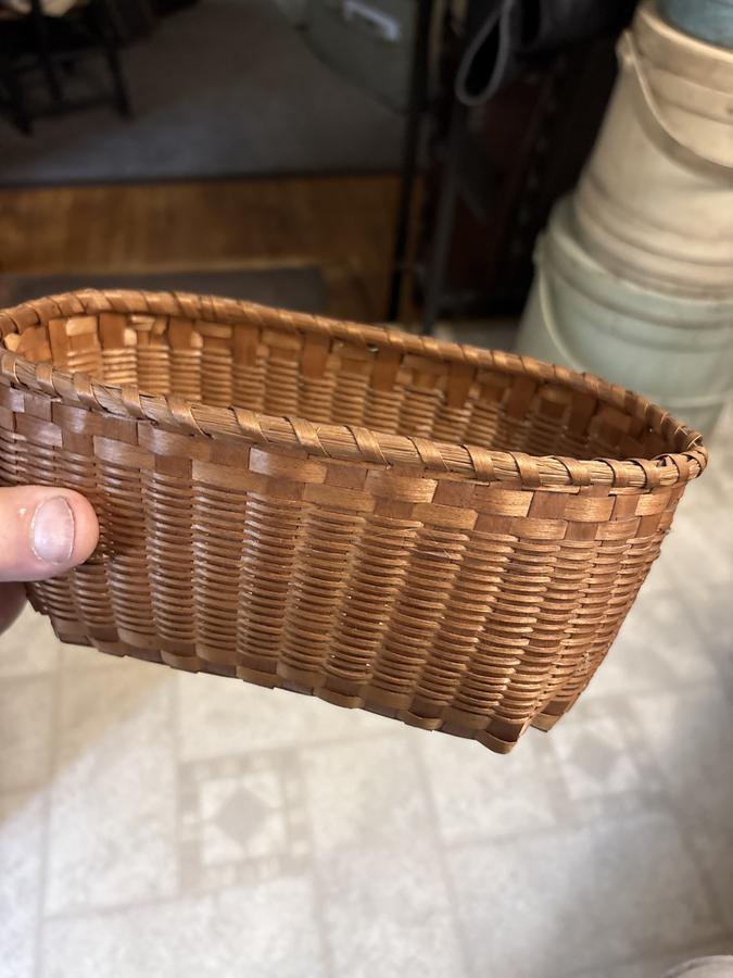 19th century miniature rectangle splint basket