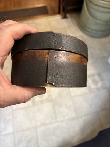 Thick walled early painted small pantry box 5 1/2