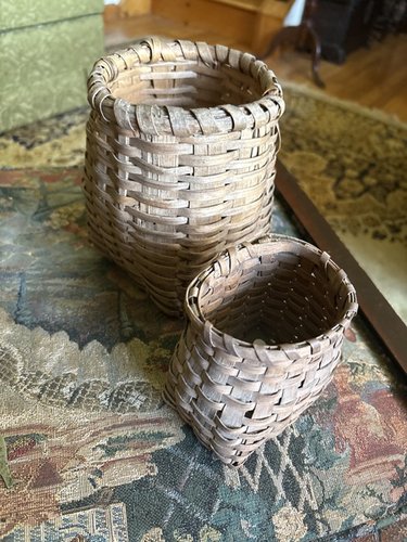 Two miniature salesman sample 19th c. Pack baskets