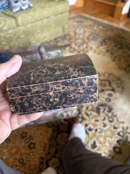 19th century 1820 wallpaper covered miniature box