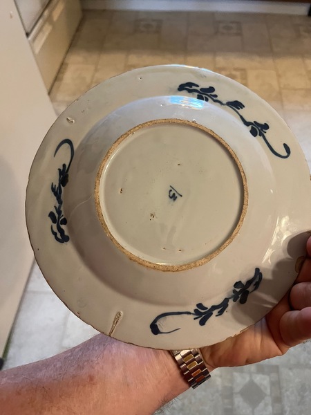 Decorated Front/Back Tin Glaze English Delft Dish