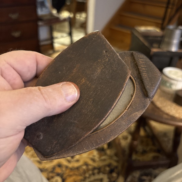 American early 19th century traveling wood mirror