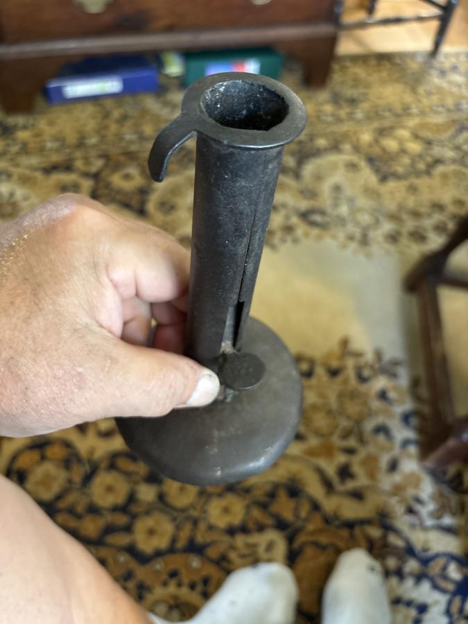 18th century tab bottom hog scraper candle stick