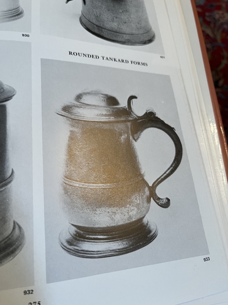18th C. Allen & Bright Marked Pewter Tankard 1740