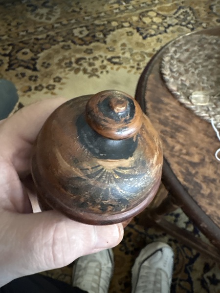 18th century remains of painted lidded spice jar