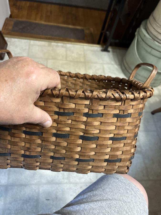 19th century perfect cond. splint basket w color