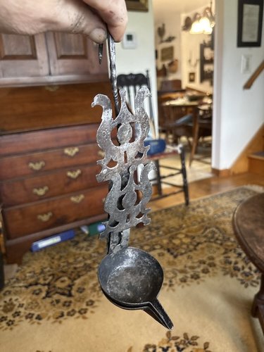 18th early 19th century pa. Iron bird Betty lamp