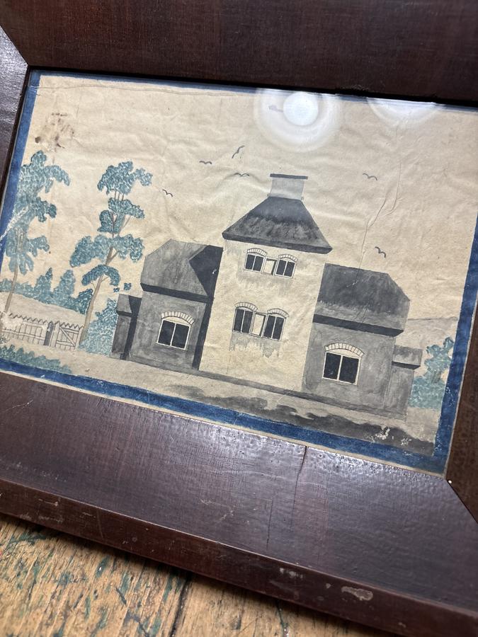 Early 19th century outstanding watercolor in frame