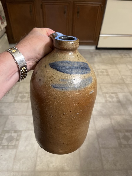 19th century pa. Striped stone jug 11 1/2 tall