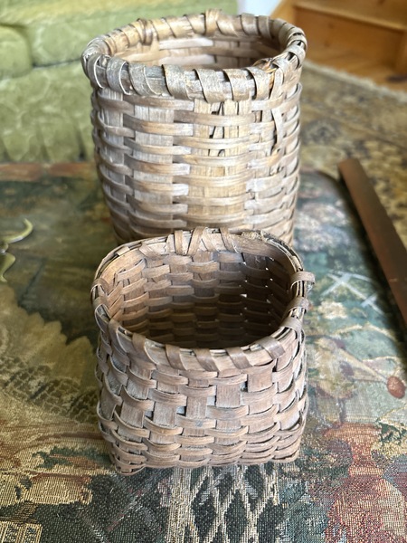 Two miniature salesman sample 19th c. Pack baskets