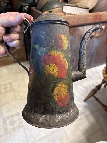 Early 19th century toleware painted pa. Teapot