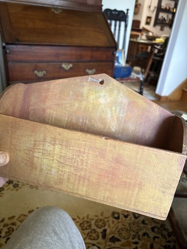 19th century shaker mustard painted wall box 1870