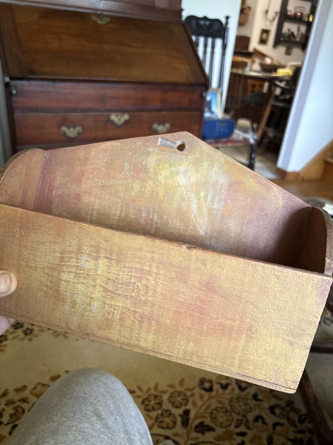 19th century shaker mustard painted wall box 1870
