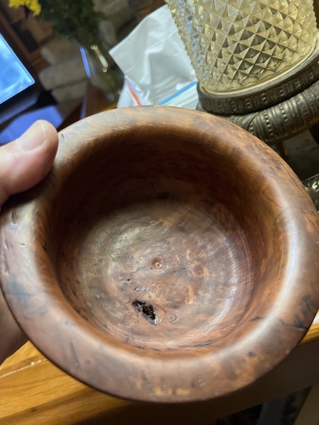 18th century 5 inch Burl pole turned waste bowl