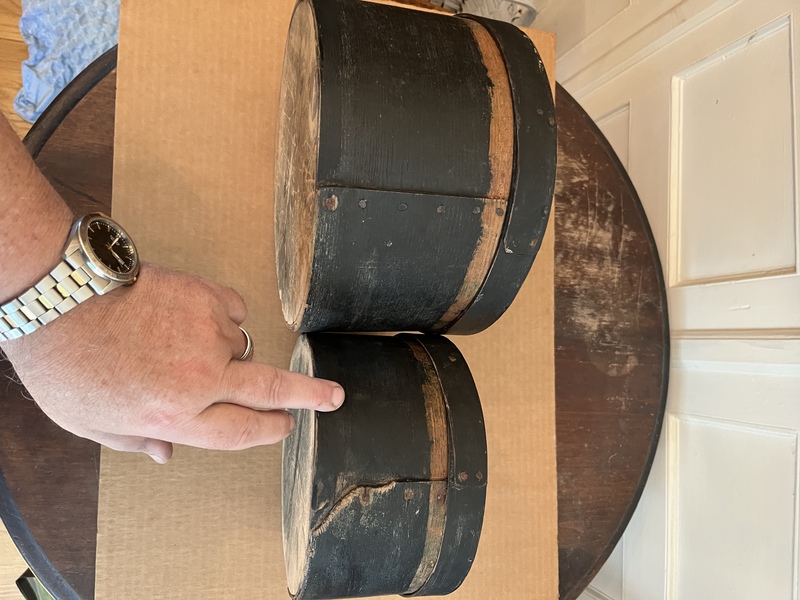 Pair of painted early 19th century pantry boxes