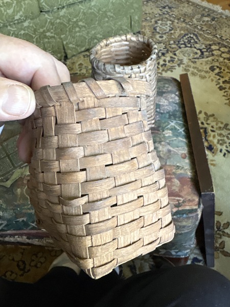 Two miniature salesman sample 19th c. Pack baskets