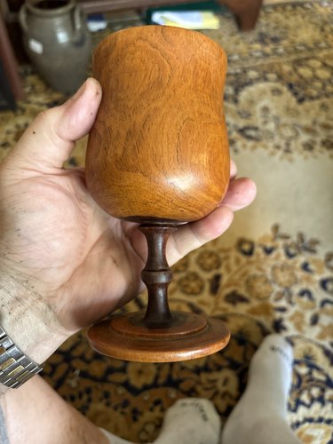 18th century lignuim wood pole turned goblet