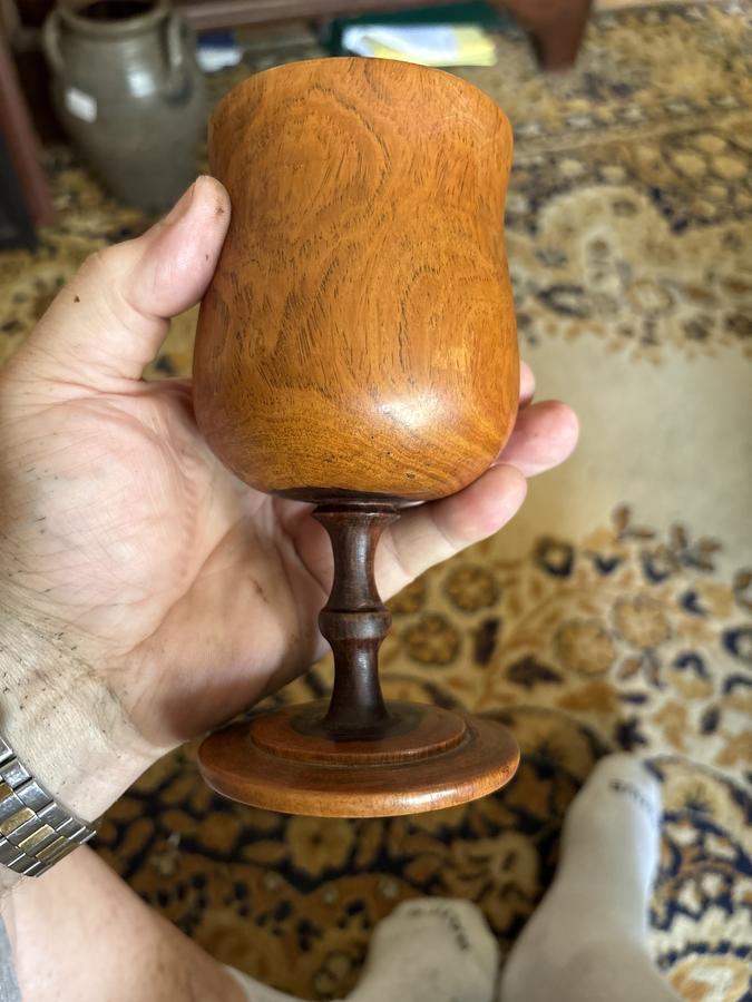 18th century lignuim wood pole turned goblet