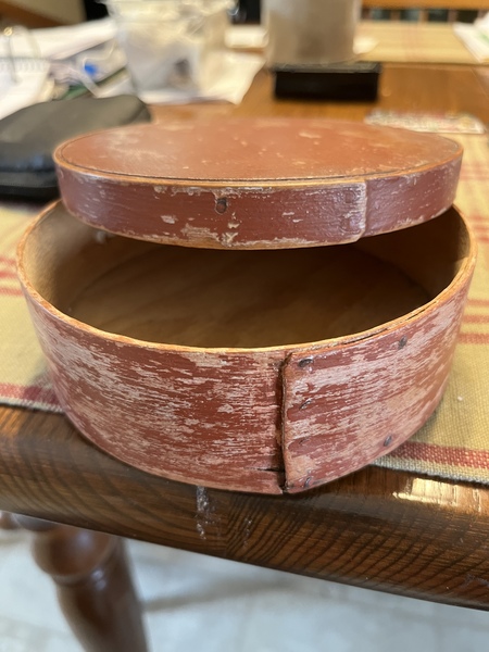 19th century painted red dry surface pantry box