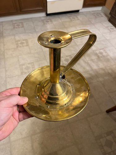 Large 18th Century Chamber Stick, Unusual Form