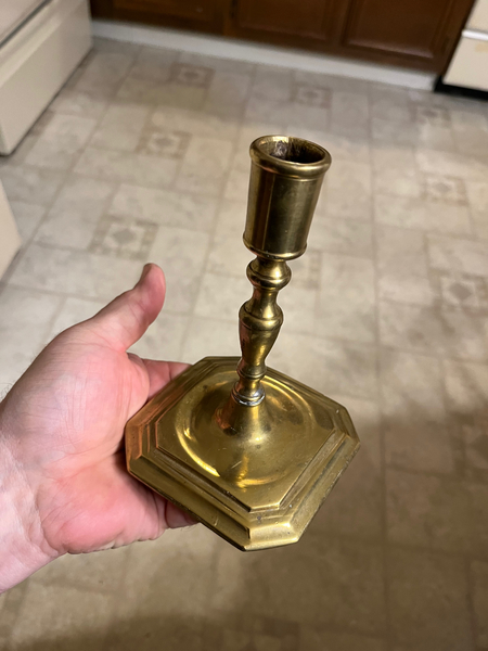 Queen Anne English 1720 Perfect Brass Candlestick