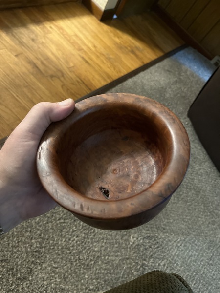 18th century 5 inch Burl pole turned waste bowl