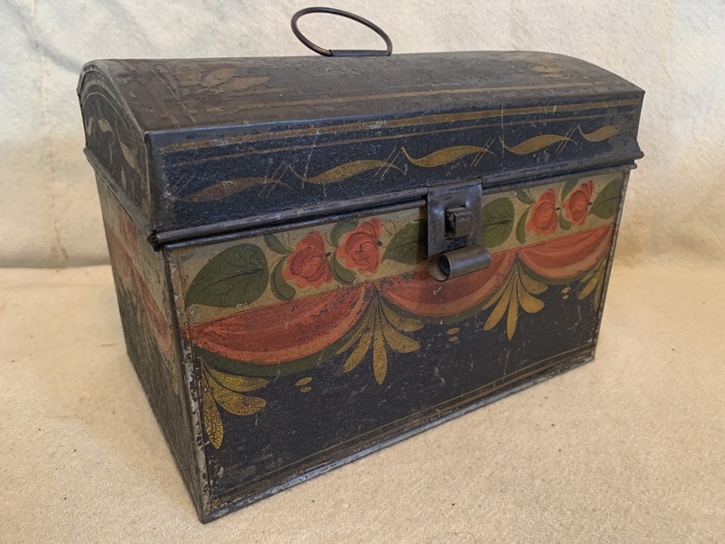 19th c. Large Amer. Toleware Decorated Doc. Box