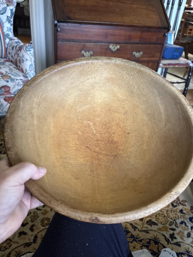 American 18th century super bee-hive dough bowl