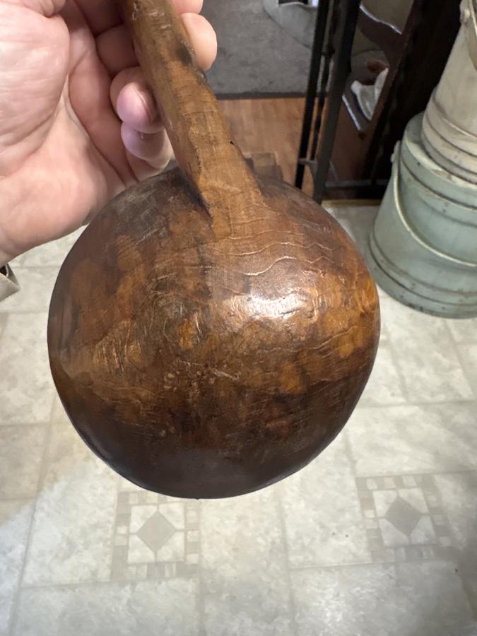 18th century deep bowl Burl ladle wonderful shape
