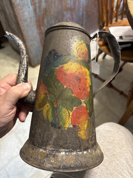 Early 19th century toleware painted pa. Teapot